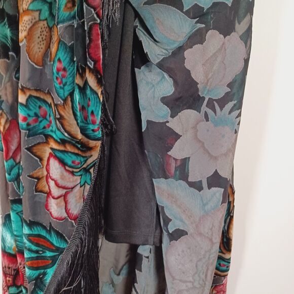 ECI New York Dress Velvet Burnout Size 6 Fringe Midi Boho Rock Fairy Grunge Goth - Picture 5 of 10